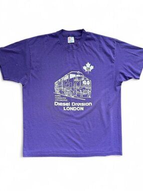 Vintage 90s GO Train GM Diesel Division London Ontario Train T Shirt Men's XL